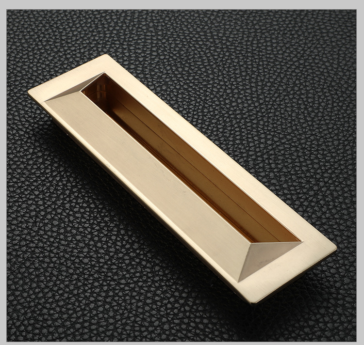 现代简约暗藏暗扣抽屉柜门拉手铜色金色灰色黑色内嵌黑色衣柜把手
