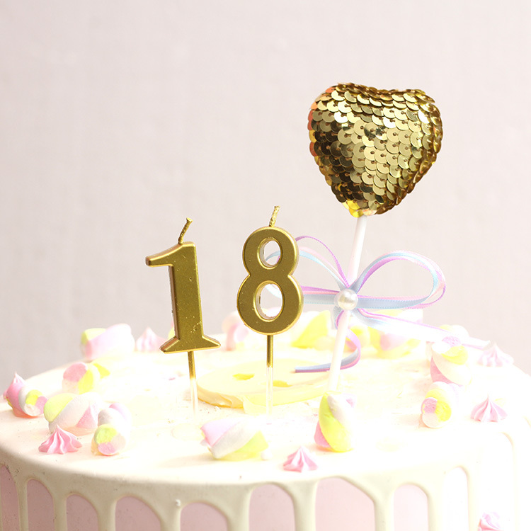 新款无烟金色数字生日蜡烛情人节派对儿童周岁满月过寿土豪金蜡烛