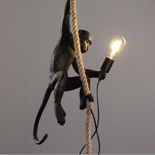 麻绳树脂猴子灯工业风灯装饰吊灯餐厅咖啡厅酒吧北欧动物猴子吊灯