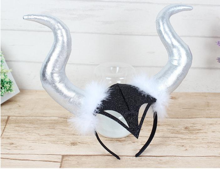 恶魔牛角发箍 万圣节鬼节装饰头饰舞会派对道具大号牛角头饰批发