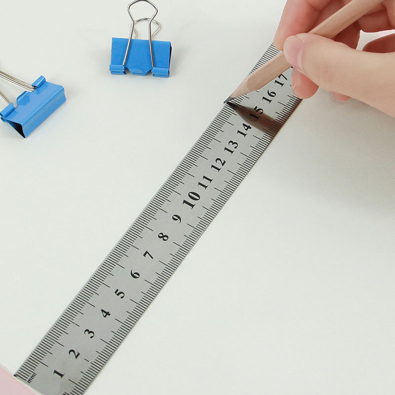 鼎力不锈钢钢尺直尺20cm30cm学习办公美术绘画测量文具尺子批发