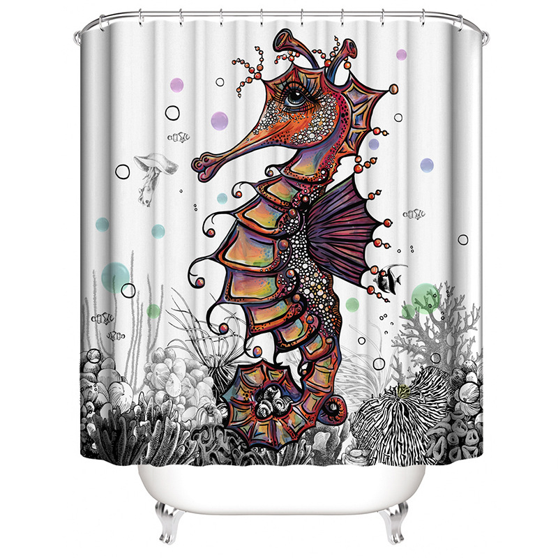 3D Digital Printing Shower Curtain Animal Series Waterproof Green Shower Curtain Bathroom Curtain Manufacturers Supply Personalized Production