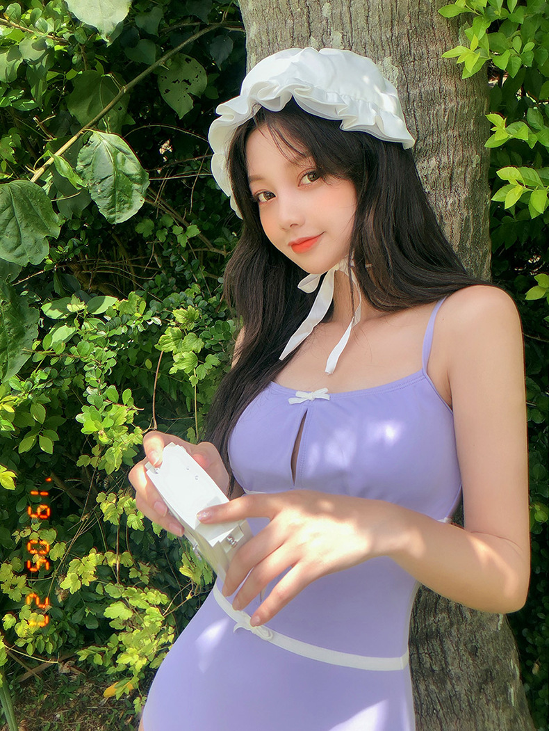 2020韩国ins风比基尼 性感时尚遮肚显瘦保守连体学生少女度假泳衣