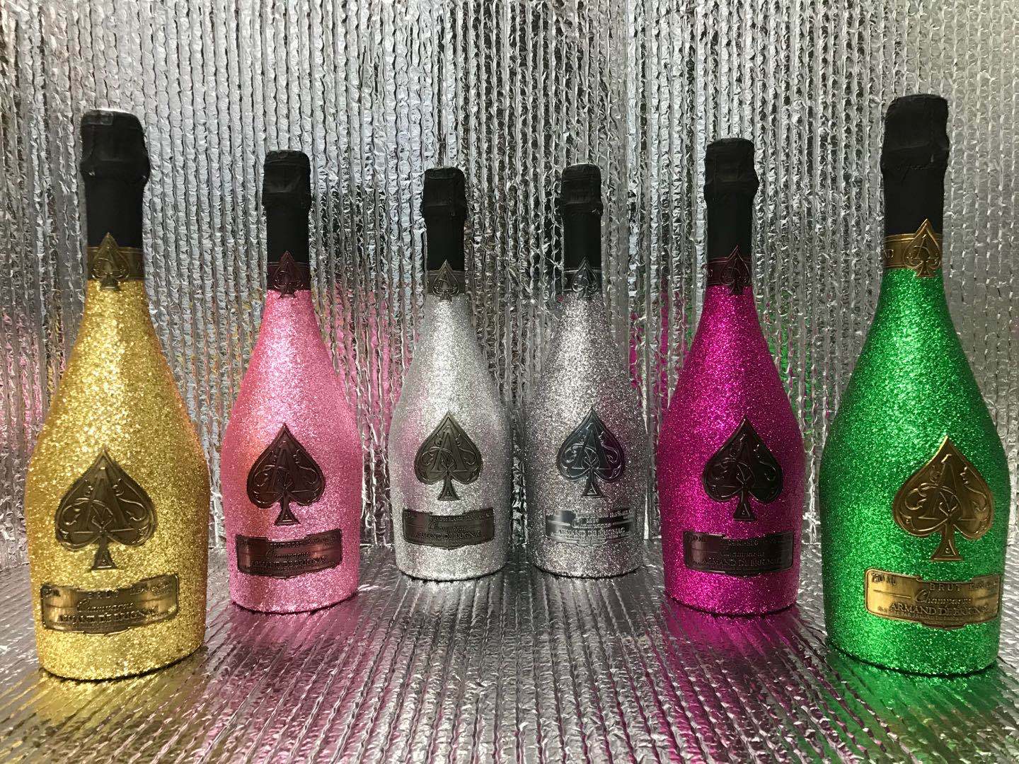 法国香槟 黑桃a香槟 冰封 冰焰 神龙套6色钢琴烤漆礼盒 香槟起泡