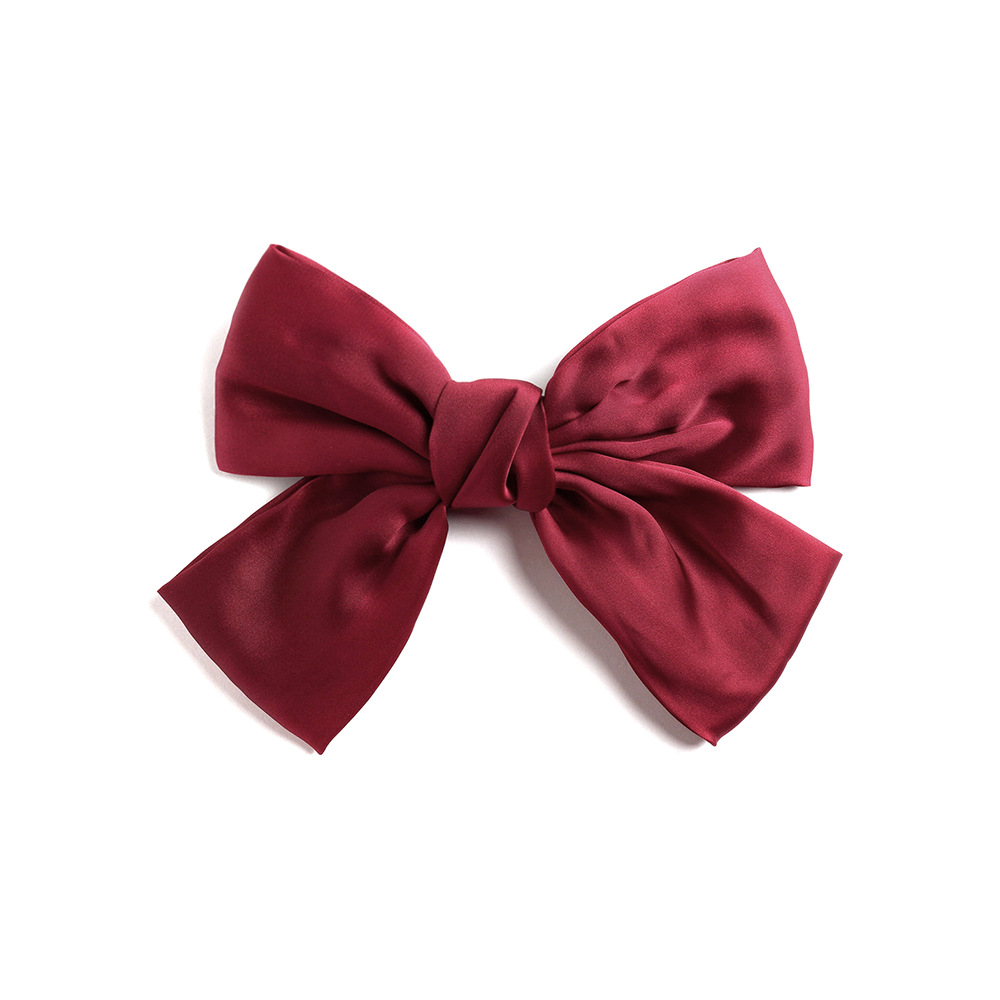 Satin Big Bow Hairpin Black Head Clip Back Head Internet Celebrity Clip Solid Color Elegant Hair Pin Female