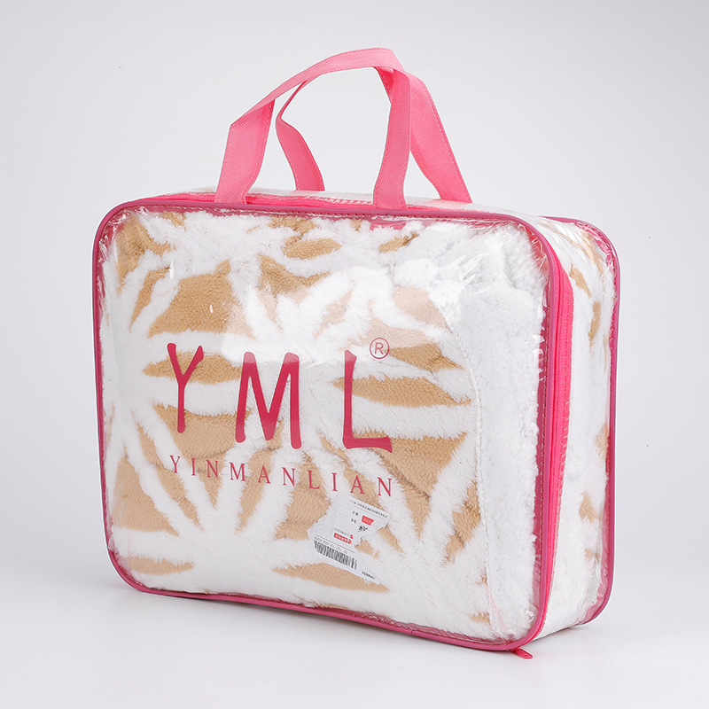 无纺布拉链包装袋定制 枕头收纳袋透明塑料手提家纺包装袋