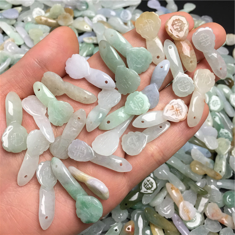 缅甸翡翠小如意棒小配件a货玉石散件小配饰玉器工艺品批发