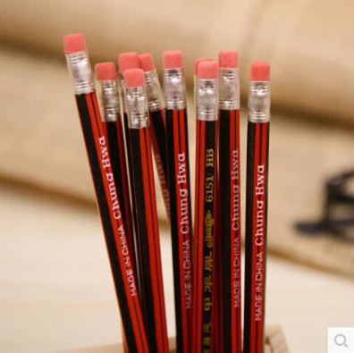 5支装铅笔木质hb铅笔带橡皮学生学习用品可爱韩国新奇特文具