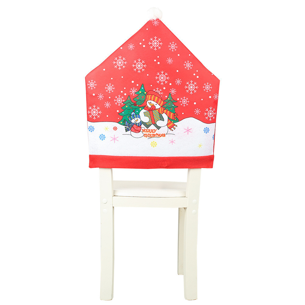 New Christmas Decorations Printed Chair Cover Snowflake Stool Chair Restaurant Home Fabric Large Hat Wholesale