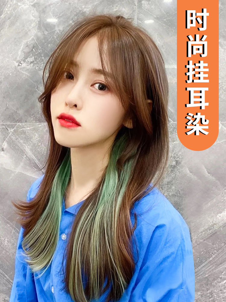 龙须网红空气刘海真发假发片女自然气质修脸两侧加长鬓角刘海假发