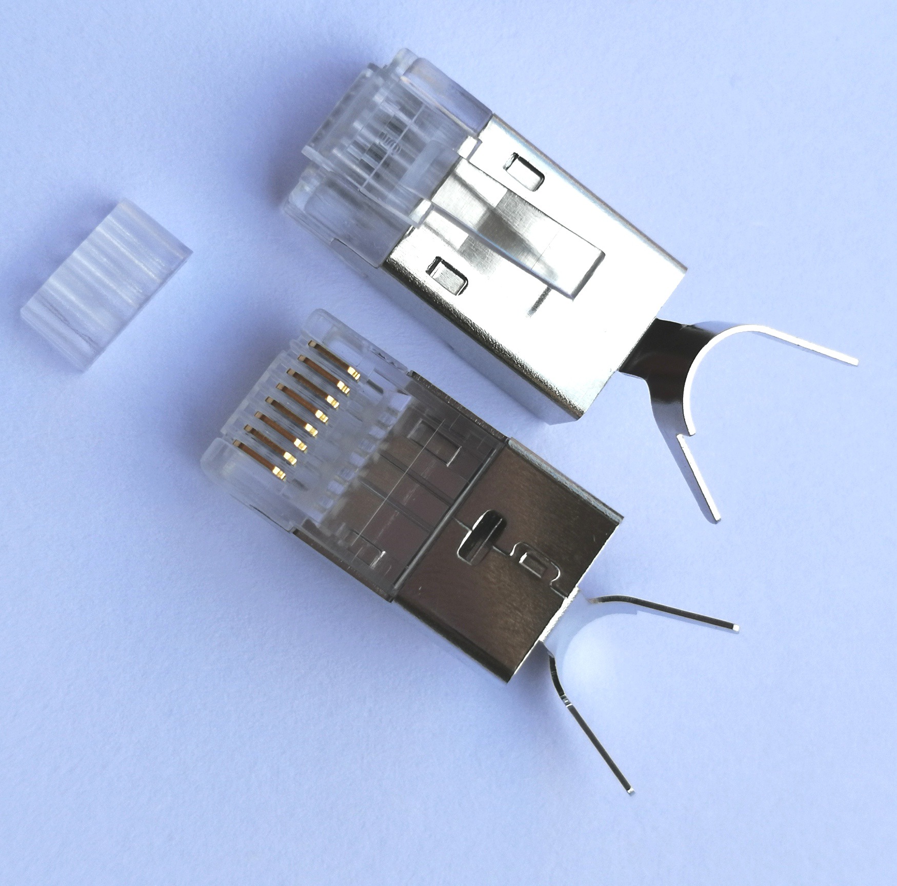 七类水晶头 cat7 燕尾夹水晶头 8p8c7类屏蔽水晶头 1.5mm线孔rj45