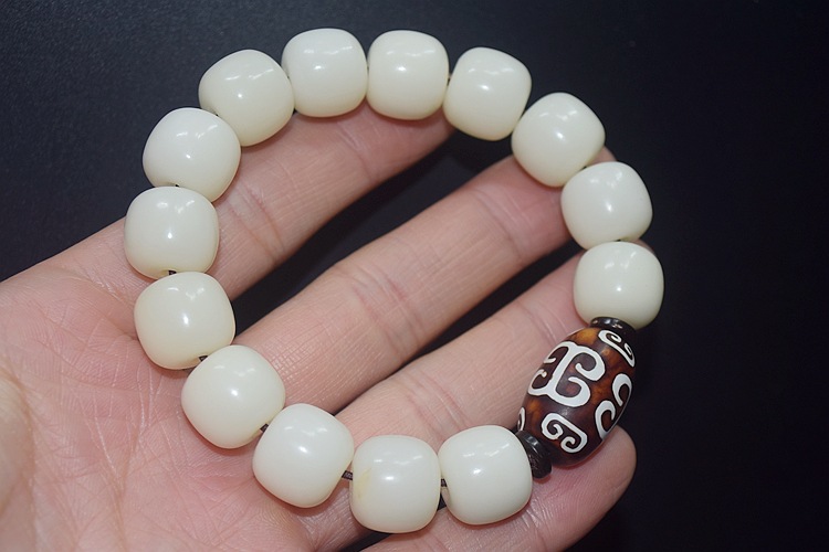 白玉菩提根精工高抛菩提根老型桶珠佛珠手链老型菩提根手串情侣款
