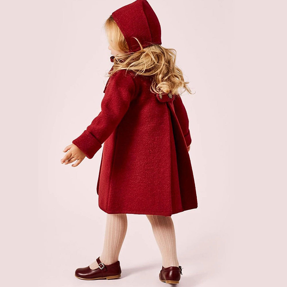 现货西班牙童装秋冬羊毛儿童外套男女宝宝圣诞新年呢大衣婴儿风衣