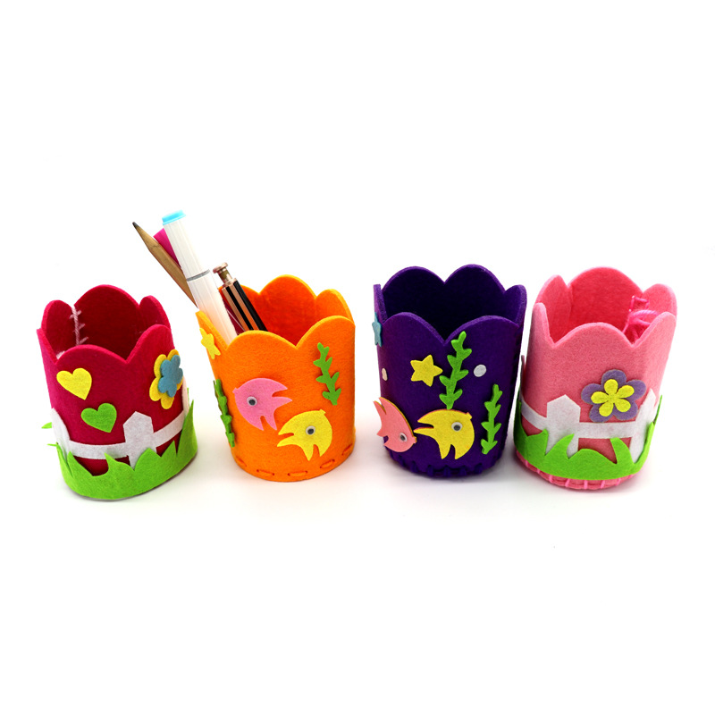 儿童幼儿园手工制作diy材料包 手工缝制无纺布笔筒 不织布笔筒