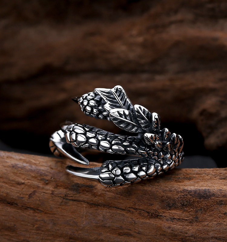 批发s925纯银指环 经典时尚朋克个性鹰爪复古泰银男女开口戒指潮