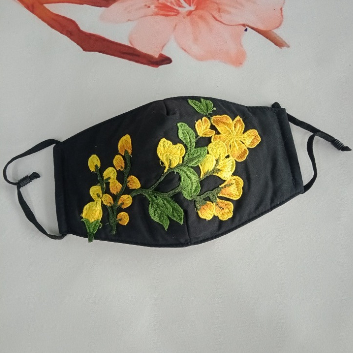 民族风绣花口罩防晒春夏季骑行防风挂耳式口罩女透气防花粉防气味