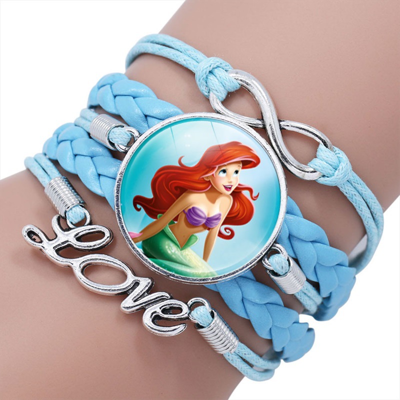 热销爆款动画周边可爱美人鱼爱丽儿手工编织宝石手链义乌小商品