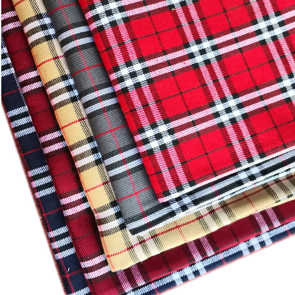 现货涤棉tr色织梭织布苏格兰三线格子布东北格格子校服裙密实面料