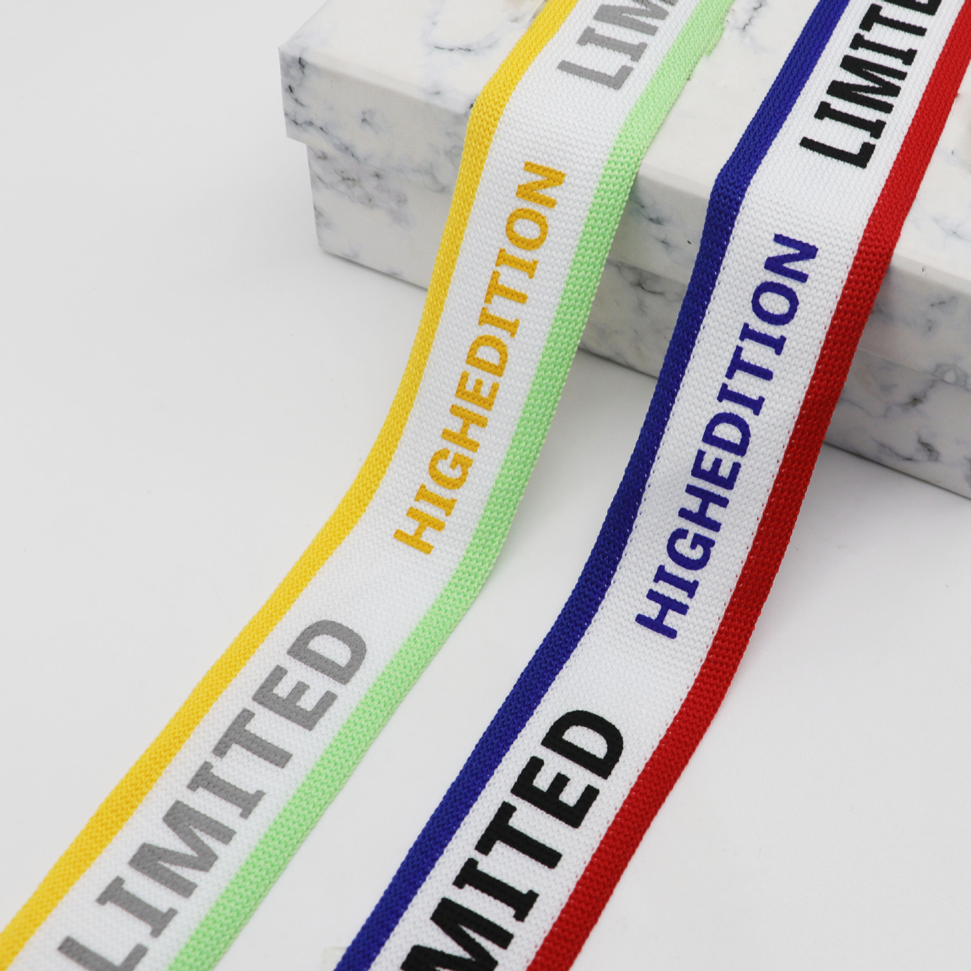 厂家直销 针织带印花印字母织带涤纶2cm条纹间色织带服装辅料现货