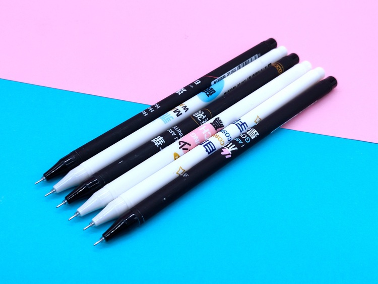 【6支装】奥德美学生卡通中性笔碳素中性水笔0.38mm活力少年