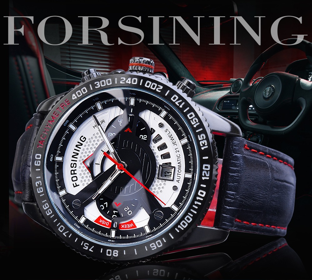 新品热卖 forsining 赛车表盘机械手表男款时尚休闲自动机械手表