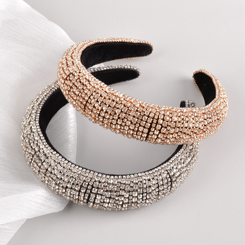 Cross-Border E-Commerce Rhinestone Women's Headband European and American Fashion Socialite Full Diamond Headband Face Wash Street Shot Hair Band