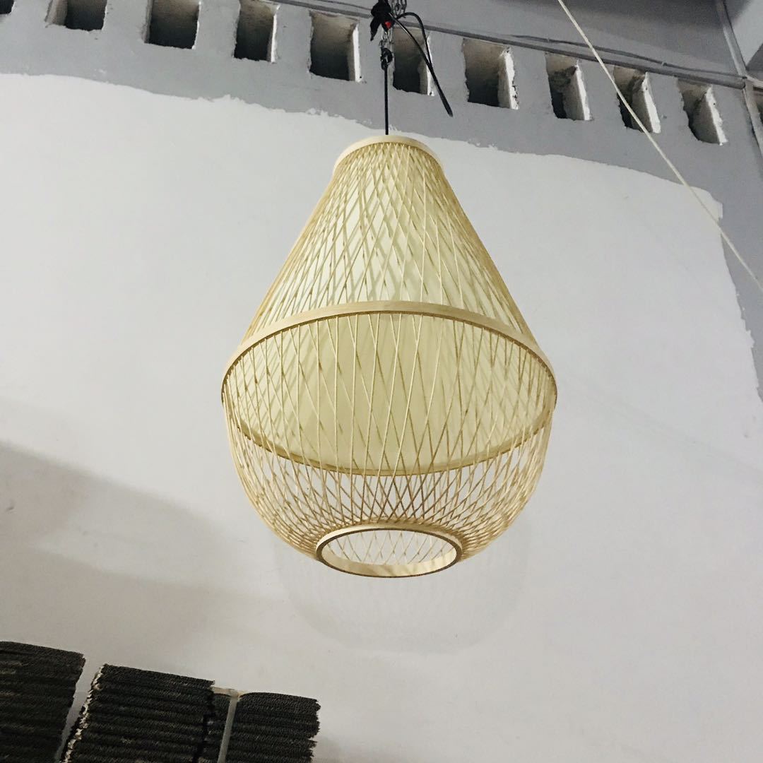 日式餐厅竹灯禅意茶室阳台卧室民宿火锅店灯竹丝编织水滴吊灯