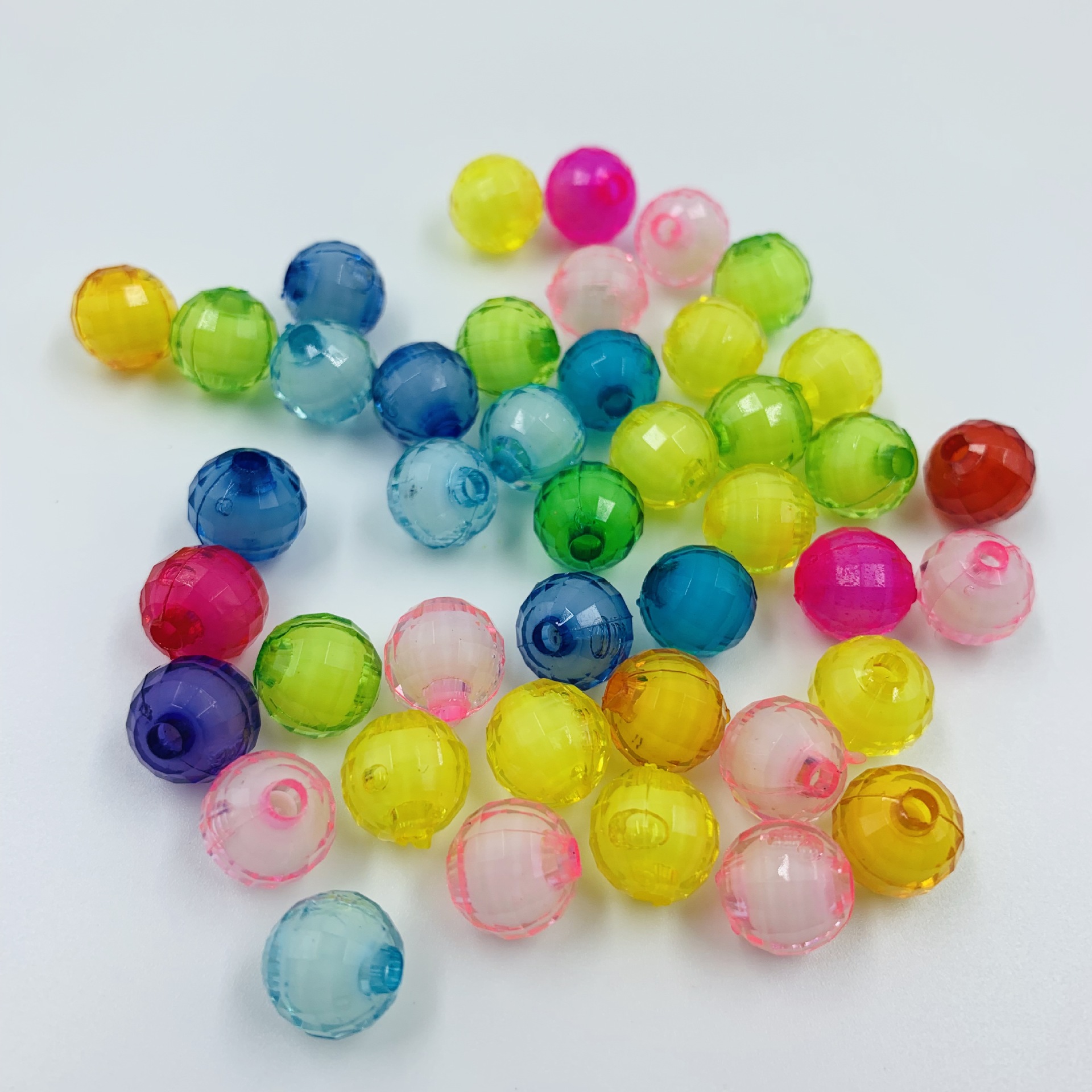 亚克力珠子10mm地球珠中珠 96切面diy手工串珠配饰 批发厂家直销