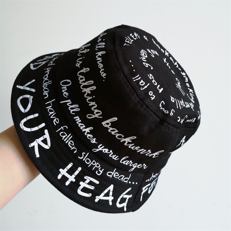 春夏季新款棉质全英文印花儿童帽 男女款平顶宽檐帽 多色可选批发