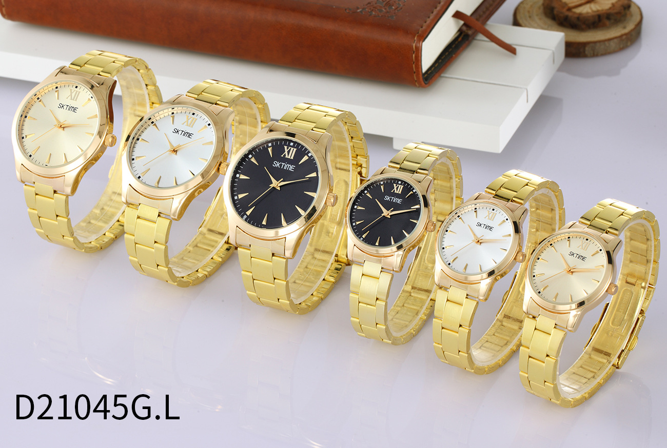 sktime时尚大表盘情侣手表钢带男士手表简约小清新女表一件代发