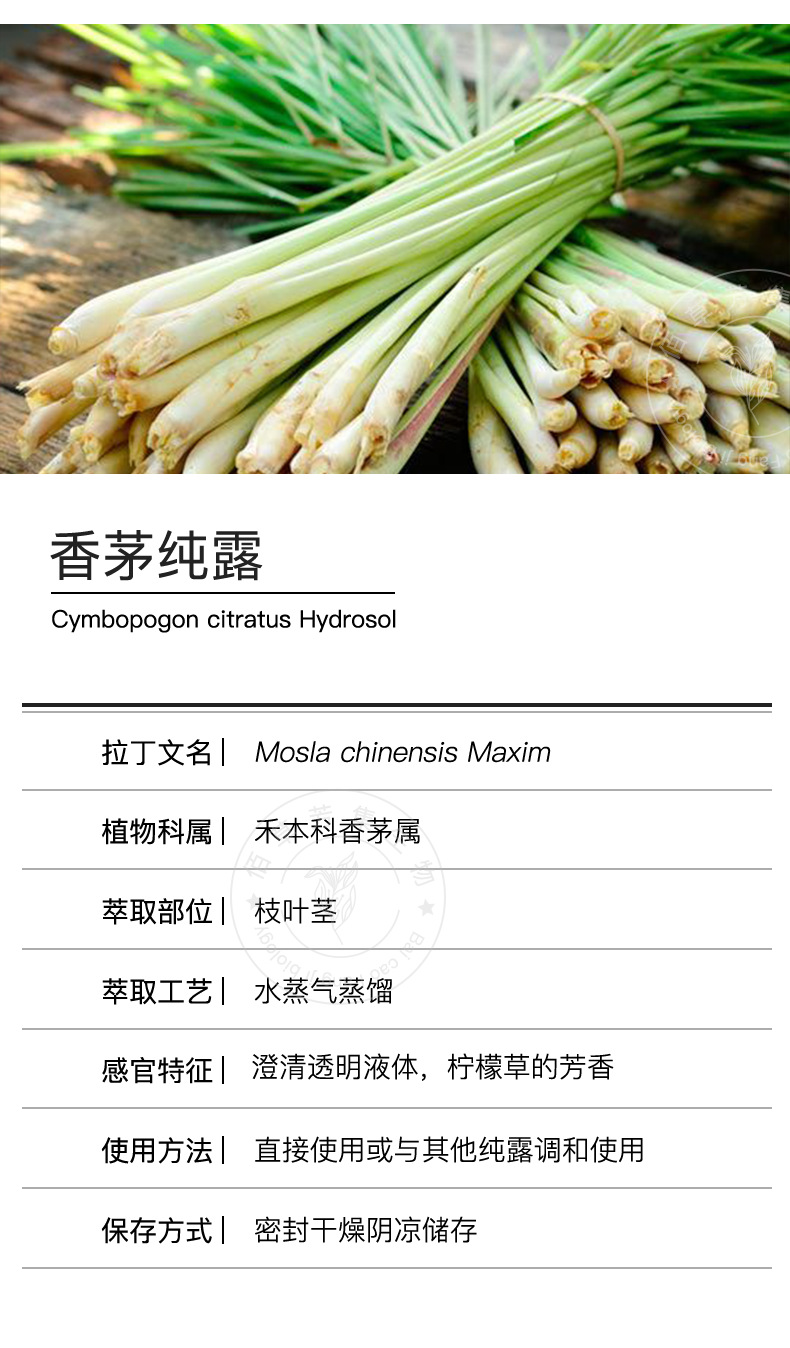 柠檬香茅草纯露1kg江西产地工厂批发头道饱和不提油一件代发