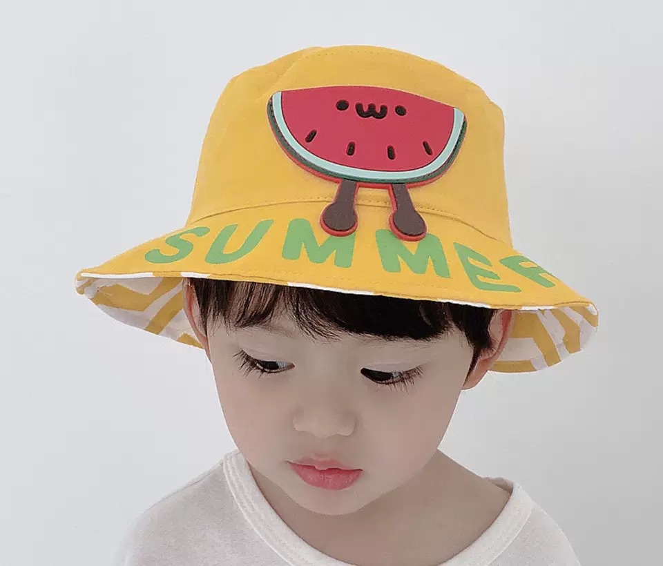 儿童帽子水果西瓜个性遮阳盆帽韩版男女童小孩夏天出游宝宝渔夫帽