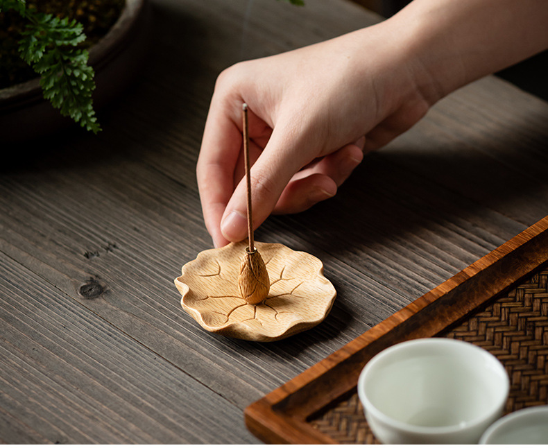 线香插香座家用禅意日式 竹子莲花香插香托香台卧香插香器熏香炉