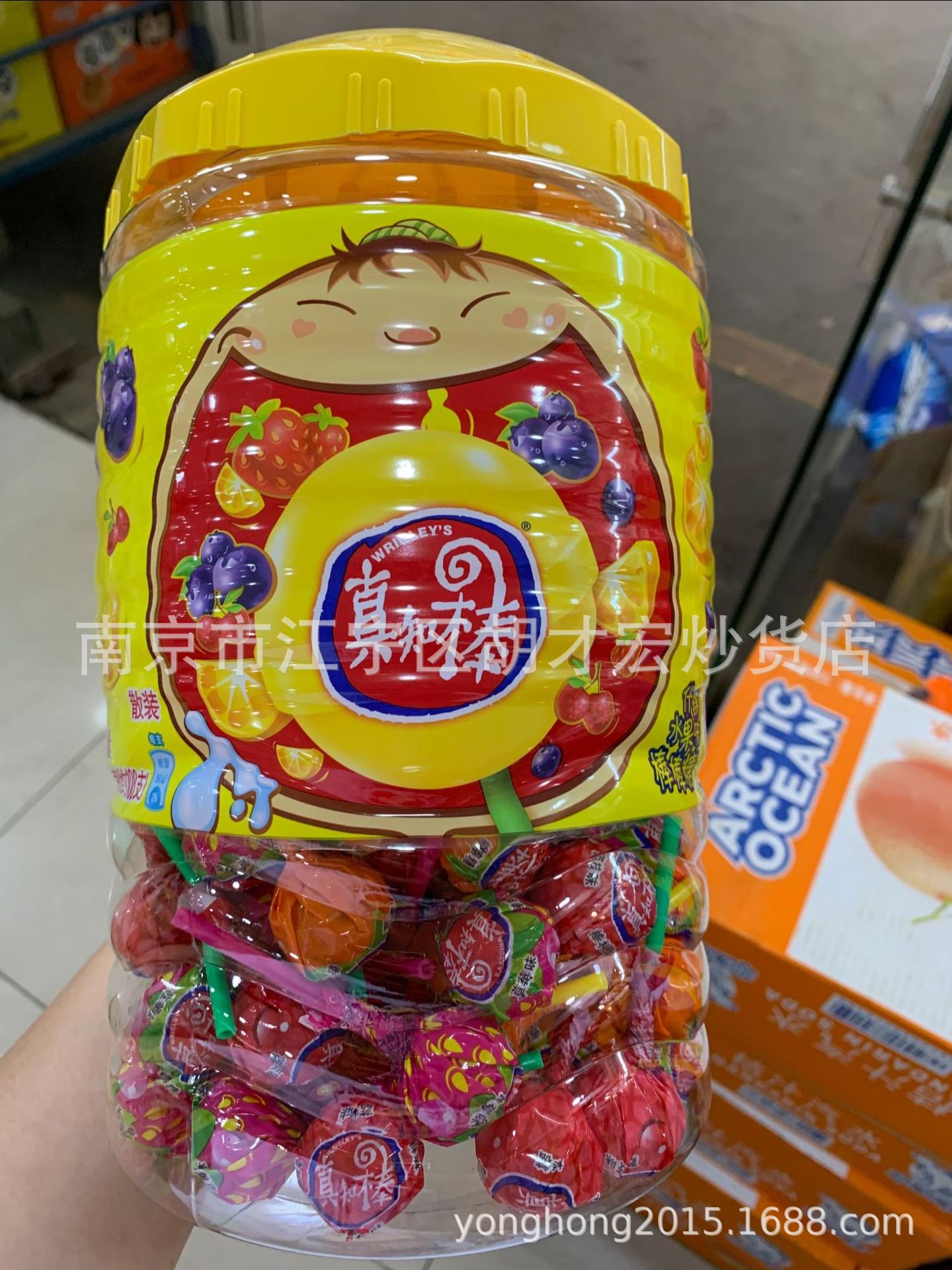 供应 箭牌 真知棒 什锦水果味棒棒糖 一桶约108支 一箱4桶