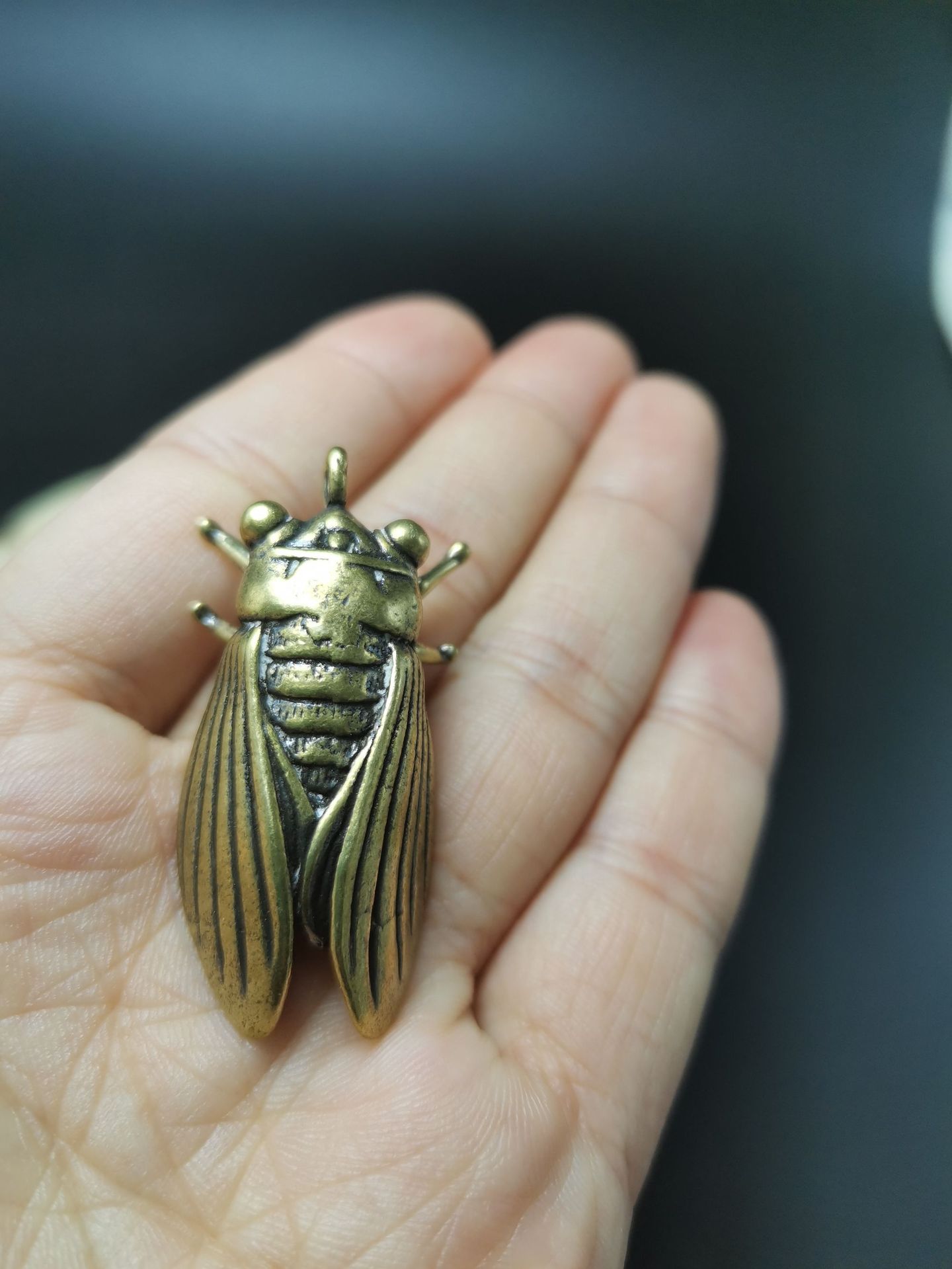 厂家直销一鸣惊人知了蝉铜挂件铜配件 复古金属汽车钥匙扣铜摆件