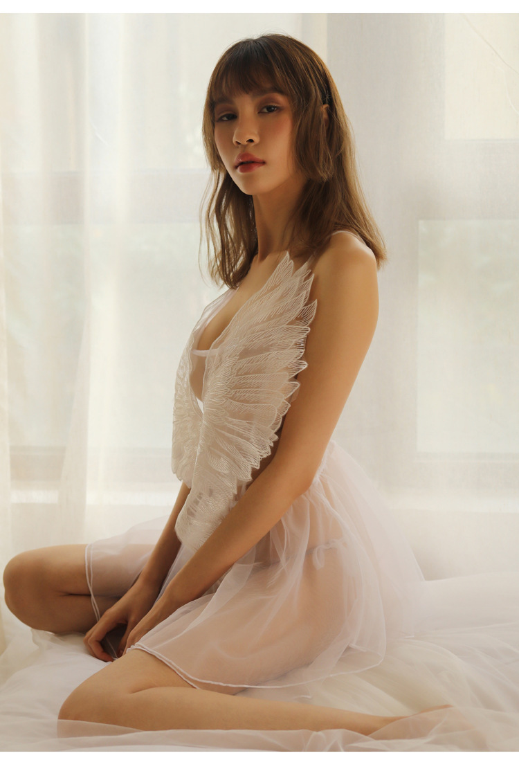 情趣内衣天使翅膀女网纱睡裙套装性感诱惑蓬蓬裙影楼拍摄家居睡裙