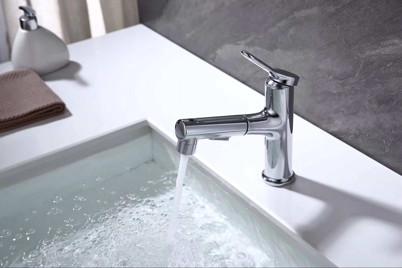 铜新款冷热水抽拉式面盆龙头多功能喷头台盆洗脸漱口龙头厂家批发