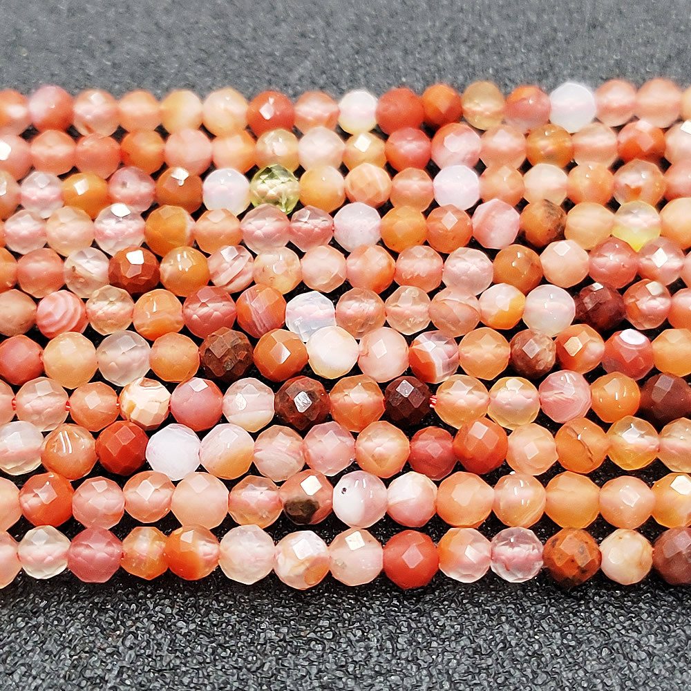 天然南红石散珠 3mm切面角度圆珠子 手工diy项链吊坠饰品配件