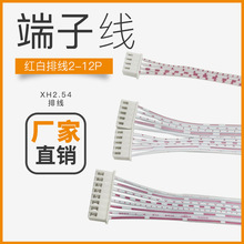 XH2.54mm间距单/双头端子线 2468 26AWG 红白排线2-12P现货供应