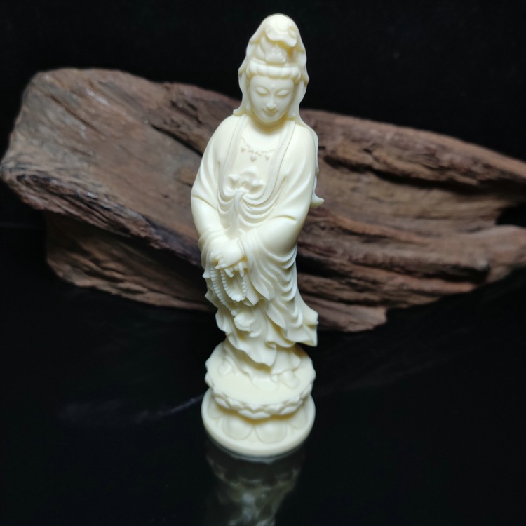 象牙果雕刻念珠观音工艺品汽车摆件家居企业公司定制logo礼品包装
