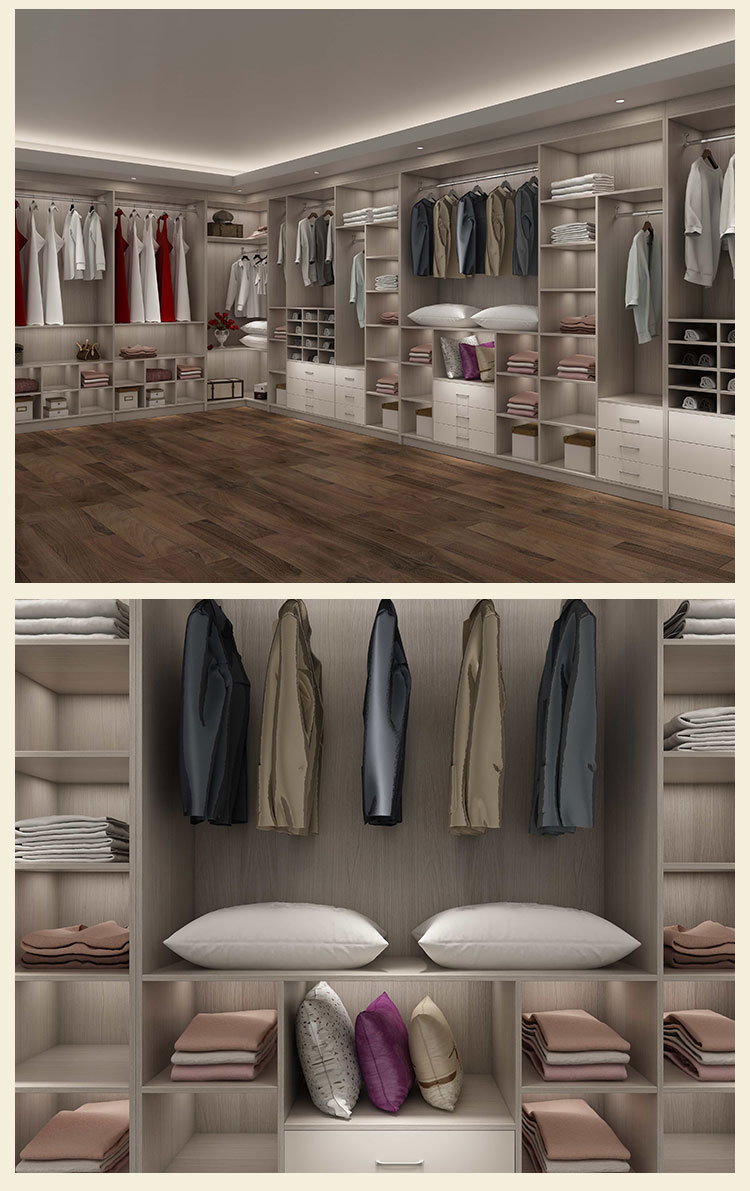 e0级多层板式整体简约全屋定制衣帽间简约高光衣柜柜门抽屉多宝盒