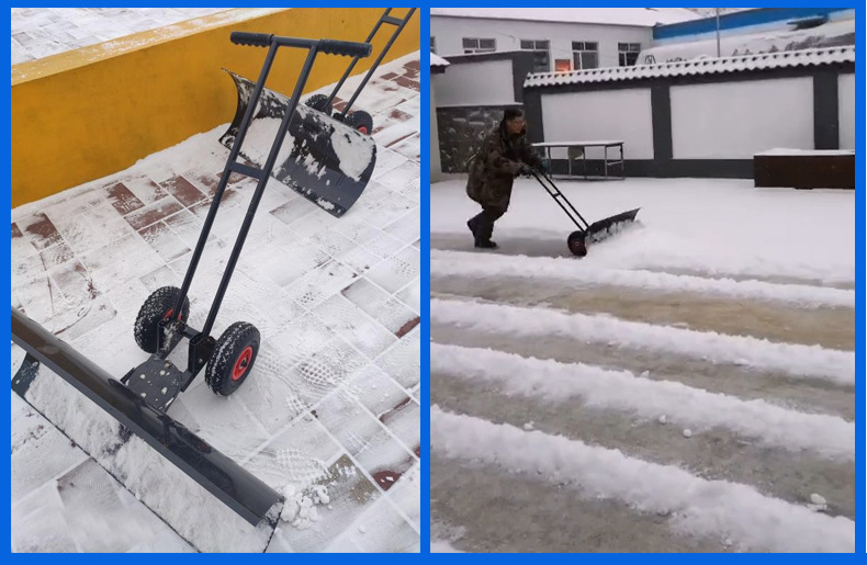 现货双杆轮式人工推雪铲除雪铲推雪板除雪板除雪推雪铲雪工具厂家