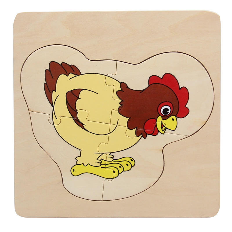 丹妮奇特木制多层拼图拼板小鸡成长过程学习认知益智早教玩具