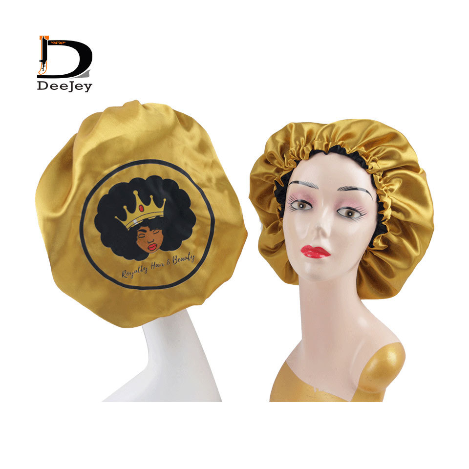 小批量定制双层拼色色丁浴帽假发睡帽美发帽浴帽头巾