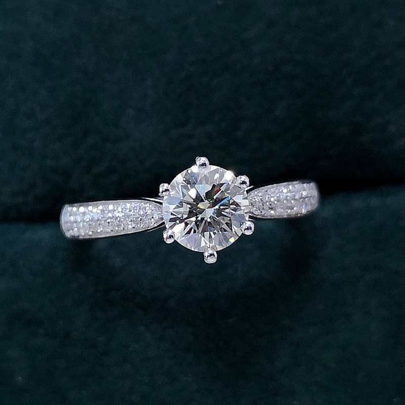 18k金镶钻石戒指 gia钻戒 80分戒指 女 婚戒 六爪 配证书钻戒定制