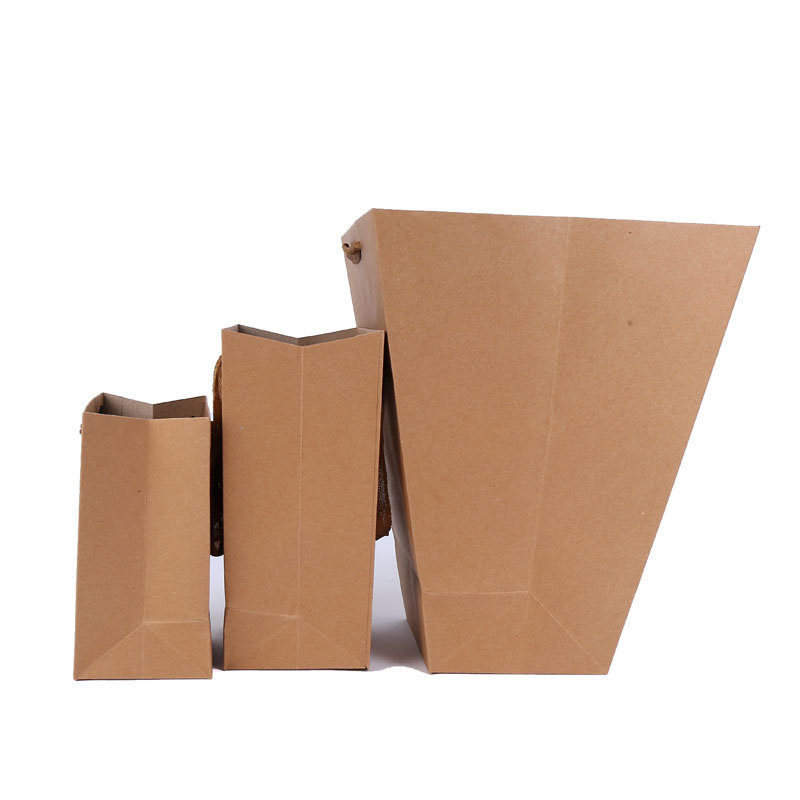 厂家定制 新款梯形鲜花手提袋 透明开窗花束包装袋橱窗礼品手提袋