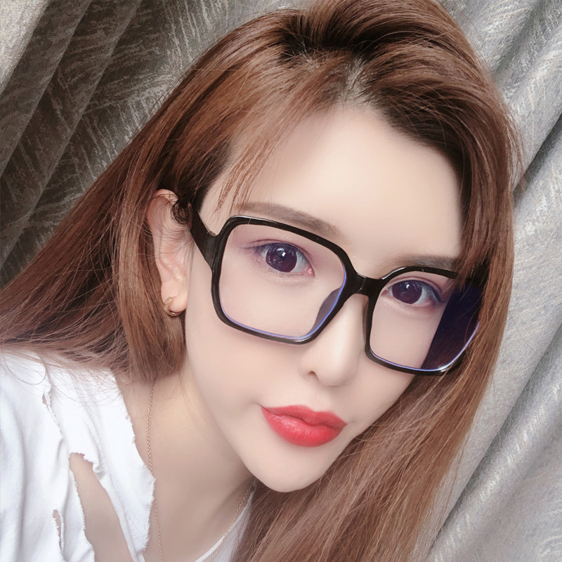 抗辐射防蓝光护目眼镜网红近视女黑框眼睛男潮抖音无度数平光镜架