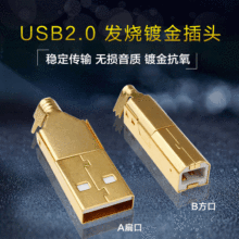 发烧USB2.0方口扁口插头 磷青铜镀金A口B口解码DAC声卡线DIY端子