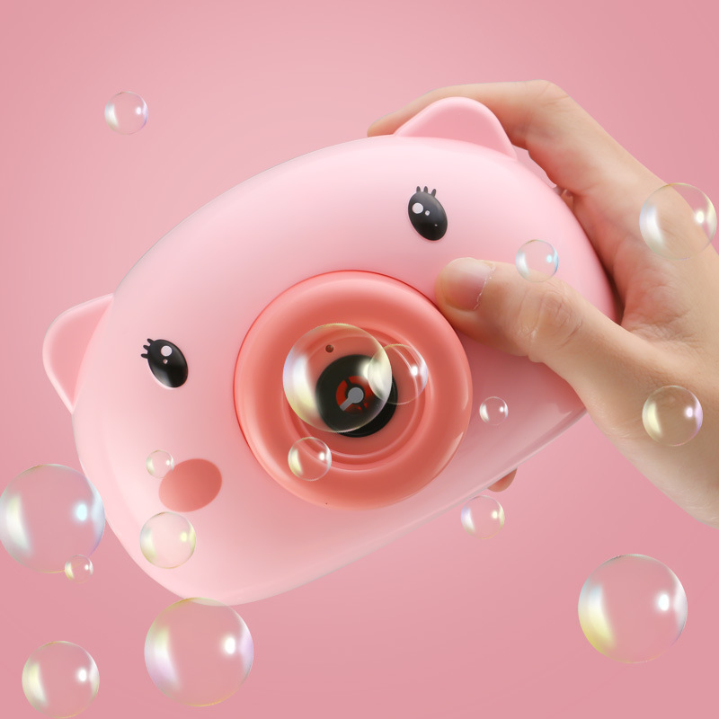 抖音同款网红儿童泡泡机相机小猪电动音乐灯光儿童地摊玩具泡泡