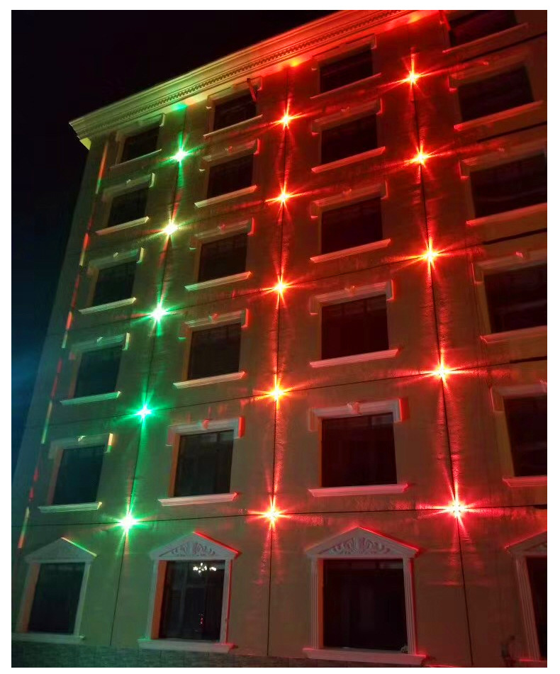 十字星光灯 外墙造型灯led室外防水景观楼宇亮化星星点光源七彩光-阿